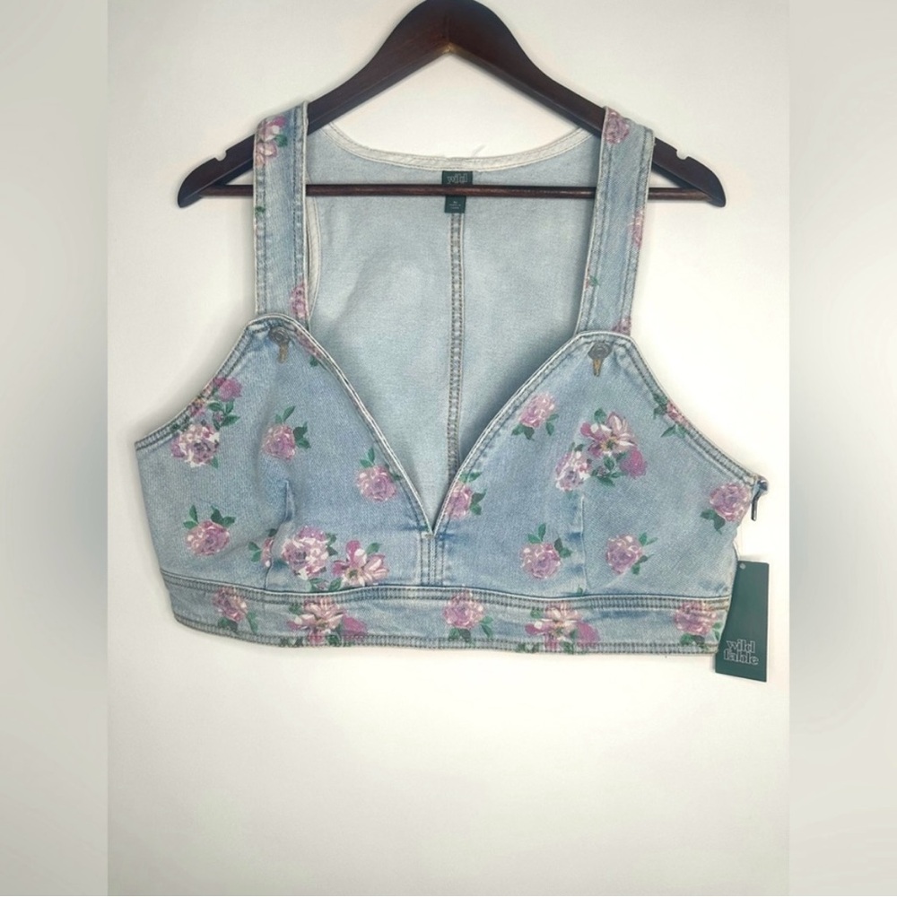 Wild Fable Floral Denim Crop Top XL NWT